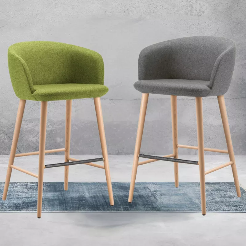 COLIBRI│Tabouret haut avec dossier│Tissu / Hêtre massif COLIBRI│Tabouret haut avec dossier│Tissu / Hêtre massif