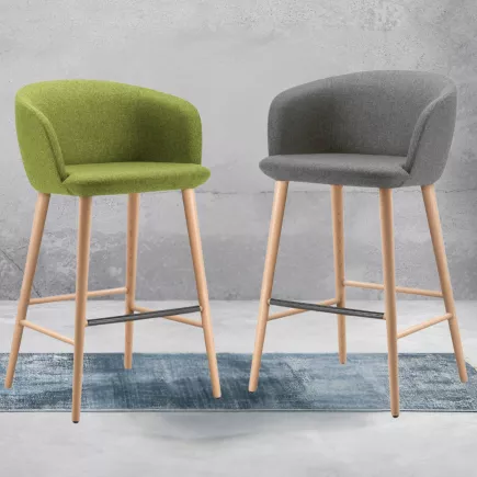 COLIBRI│Tabouret haut avec dossier│Tissu / Hêtre massif