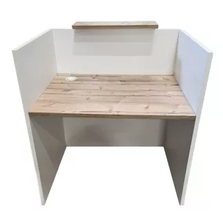 FIFTY FULL│Banque Accueil droite L 100cm, avec parement│Timber/Blanc