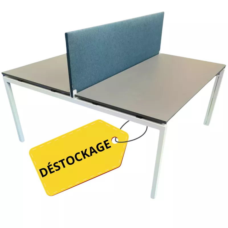 MOCK UP│Structure partagée pour 2 postes avec cloison phonique│Gris anthracite/Balanc MOCK UP│Structure partagée pour 2 postes avec cloison phonique│Gris anthracite/Balanc