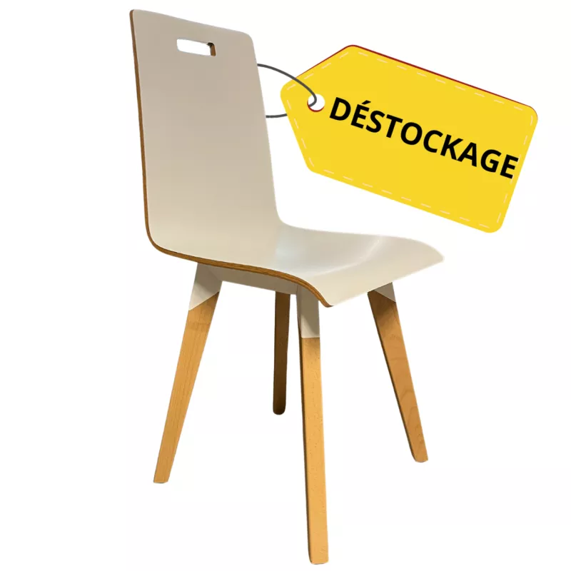EVASION│Chaise en bois 4 pieds│Blanc / Hêtre
