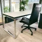 SILVER│Bureau Direction droit L 180 x p 90 - avec voile de fond│Blanc / Ebène Ash / Chromé SILVER│Bureau Direction droit L 180 x p 90 - avec voile de fond│Blanc / Ebène Ash / Chromé