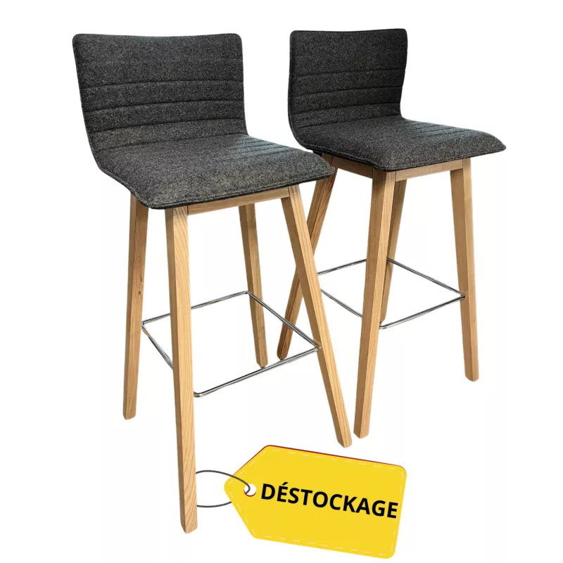 TIMOR│Lot de 2 tabourets tissu│gris chiné TIMOR│Lot de 2 tabourets tissu│gris chiné