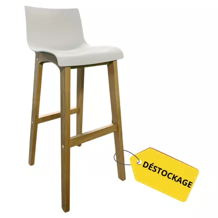 DETENTE EXPO│Tabouret dossier haut│Blanc/Chêne massif