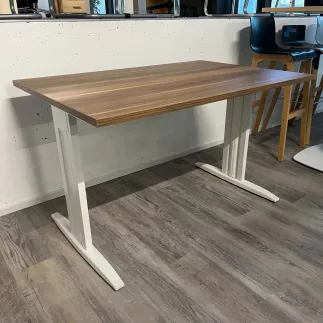 IDOL│Bureau droit 120x80 cm - Hauteur fixe│Noyer ambré/Blanc
