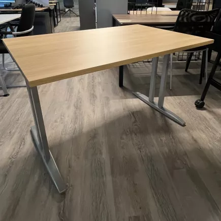 IDOL│Bureau droit 120x80 cm - Hauteur fixe│Chêne clair/Gris alu
