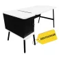 ALTO│Bureau avec extension caisson et voile de fond│Blanc / Noir ALTO│Bureau avec extension caisson et voile de fond│Blanc / Noir