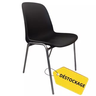 MEETING+│Chaise de collectivité empilable par 15│Noir/Chromé