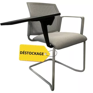 SPLIT│Chaise Polypropylène Placet tissu - tablette rabattable│Gris clair/Gris alu