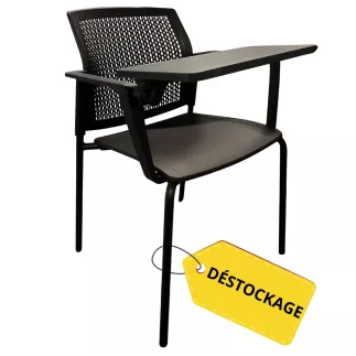 SPLIT│Chaise Polypropylène avec tablette rabattable│Noir/Noir