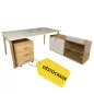 PACK ROBELINA│Bureau de direction Robin avec rangement + Caisson Melina│Chêne clair / Blanc PACK ROBELINA│Bureau de direction Robin avec rangement + Caisson Melina│Chêne clair / Blanc