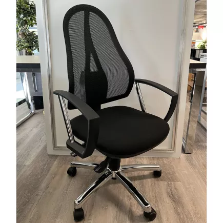 TOPSTAR│Modèle Open Point P+ - Siège de travail ergonomique avec accoudoirs│Noir/Chromé