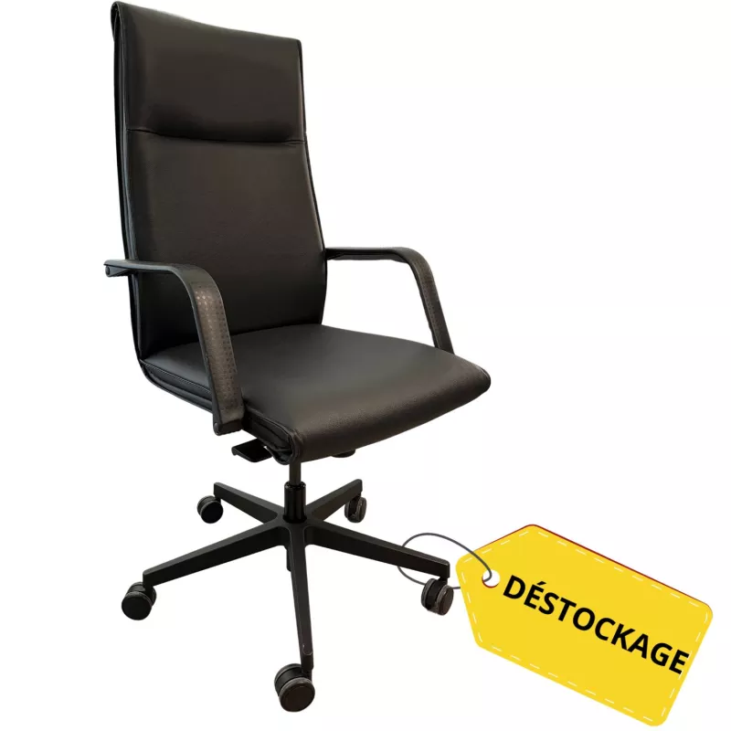 ROMA│Fauteuil direction cuir│Noir/Noir