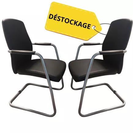 PASSEPARTOUT│Lot de 2 sièges d'accueil similicuir│Noir/gris alu