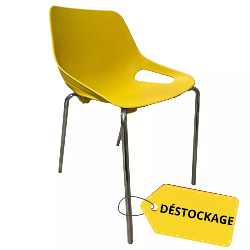 ROSALIE│Chaise de collectivité empilable par 4 │Jaune/Chromé ROSALIE│Chaise de collectivité empilable par 4 │Jaune/Chromé