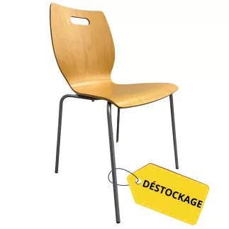 TIC│Chaise 4 pieds tube│Hêtre/Chromé