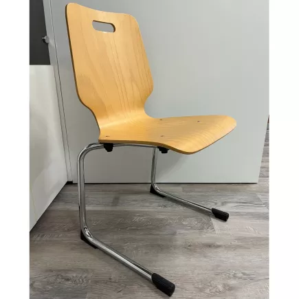 TIC│Chaise pieds appui sur table│Hêtre/Chromé