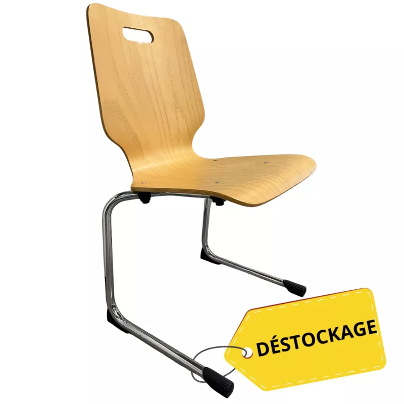 TIC│Chaise pieds appui sur table│Hêtre/Chromé TIC│Chaise pieds appui sur table│Hêtre/Chromé