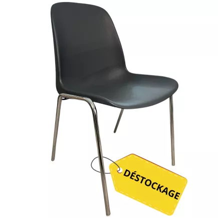 MEETING+│Chaise de collectivité empilable par 15│Gris anthracite/Chromé