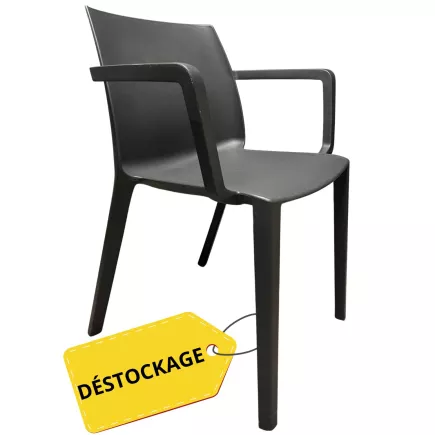 SOLÉO│Chaise collectivité│Avec accoudoirs│int-éxt.│Noir réglisse