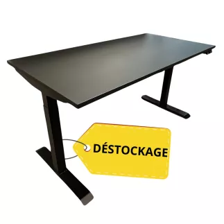 LUTZ │Bureau électrique simple motorisation L 160 x p 80 x H réglable - 3 mémoires de position - USB A+C│Noir velour/Noir
