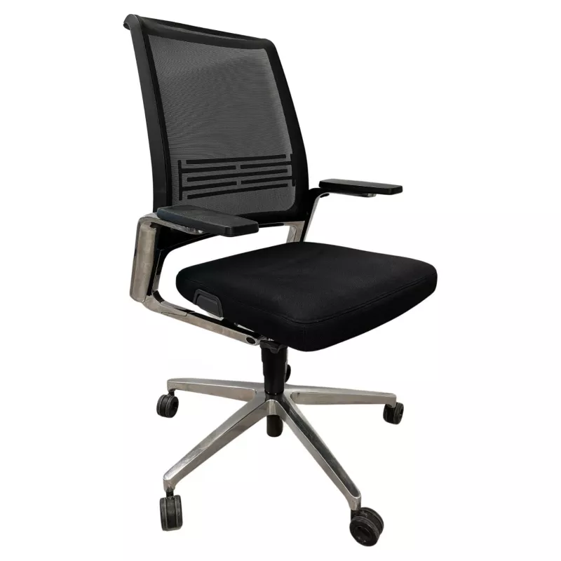 INTERSTUHL│Modèle Vintage - Fauteuil travail avec accoudoirs│Résille noire/Noir