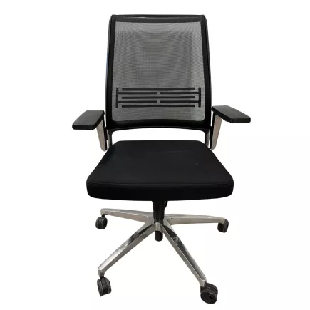 INTERSTUHL│Modèle Vintage - Fauteuil travail avec accoudoirs│Résille noire/Noir