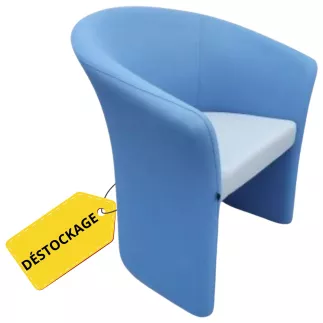 BRIDGE│Chauffeuse 1 place tissu bicolore│Bleu clair/Gris clair