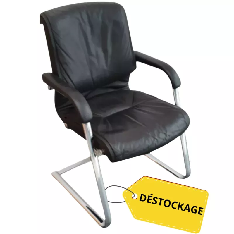 GIRSBERGER│Fauteuil d'accueil Trilax Cuir│Noir/Chromé GIRSBERGER│Fauteuil d'accueil Trilax Cuir│Noir/Chromé