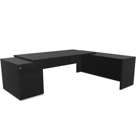 KARA│Bureau de direction avec retour et caisson porteur│4 décors bois à choix