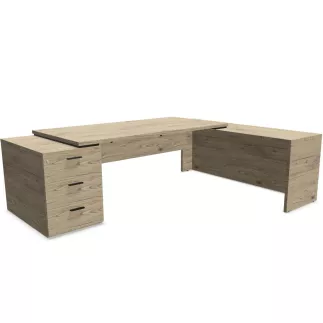 KARA│Bureau de direction avec retour et caisson porteur│4 décors bois à choix