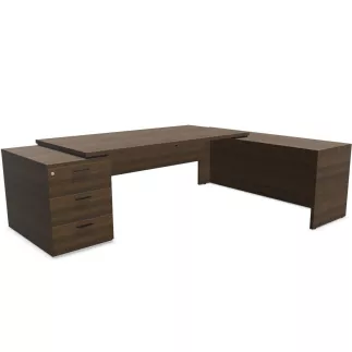 KARA│Bureau de direction avec retour et caisson porteur│4 décors bois à choix
