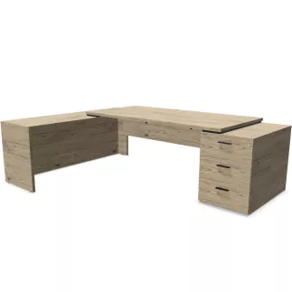 KARA│Bureau de direction avec retour et caisson porteur│4 décors bois à choix