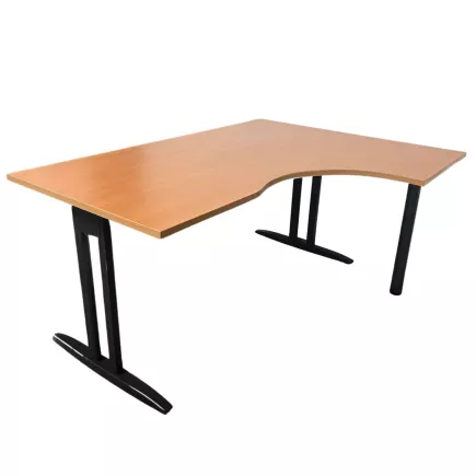 Idol│Bureau compact 90° L 160x80 cm - retour droite 60 cm- pied fixe│Poirier cuivré/ Gris anthracite