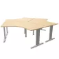 Idol│Lot de 3 Bureaux compacts 120° symétriques L 120x120 cm - retour droite 60 cm- pied fixe│Chêne clair / Gris alu Idol│Lot de 3 Bureaux compacts 120° symétriques L 120x120 cm - retour droite 60 cm- pied fixe│Chêne clair / Gris alu