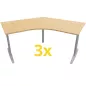 Idol│Lot de 3 Bureaux compacts 120° symétriques L 120x120 cm - retour droite 60 cm- pied fixe│Chêne clair / Gris alu Idol│Lot de 3 Bureaux compacts 120° symétriques L 120x120 cm - retour droite 60 cm- pied fixe│Chêne clair / Gris alu