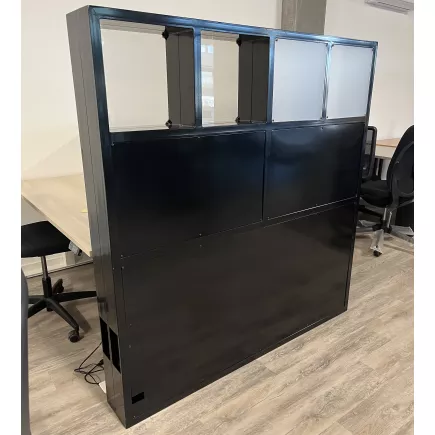 DECO-B│Lot de 2 meubles de séparation à casier L160 x H150cm│Noir / Plexiglass