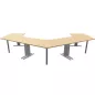 Idol│Lot de 3 Bureaux compacts 120° symétriques L 120x120 cm - retour droite 60 cm- pied fixe│Chêne clair / Gris alu Idol│Lot de 3 Bureaux compacts 120° symétriques L 120x120 cm - retour droite 60 cm- pied fixe│Chêne clair / Gris alu