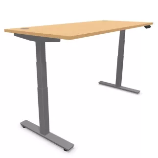 ENVOL EVO│Bureau électrique L 180 x p 80 x H réglable - 4 positions - USB A+C│Hêtre / Gris alu