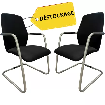 PASSEPARTOUT│Lot de 2 sièges d'accueil tissu│Noir/Gris alu