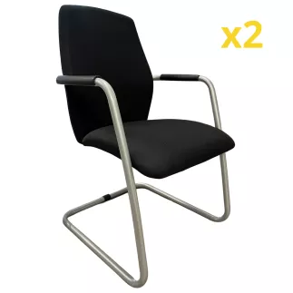 PASSEPARTOUT│Lot de 2 sièges d'accueil tissu│Noir/Gris alu