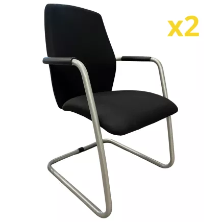 PASSEPARTOUT│Lot de 2 sièges d'accueil tissu│Noir/Gris alu