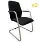 PASSEPARTOUT│Lot de 2 sièges d'accueil tissu│Noir/Gris alu PASSEPARTOUT│Lot de 2 sièges d'accueil tissu│Noir/Gris alu