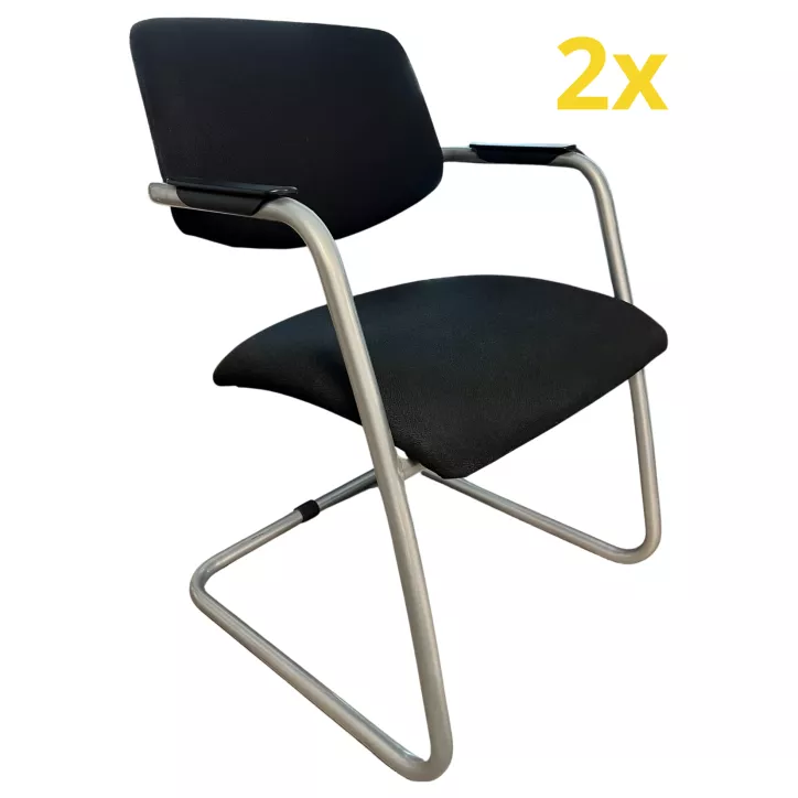 SITLAND│Lot de 2 sièges accueil/visiteurs/conférence│Tissu noir
