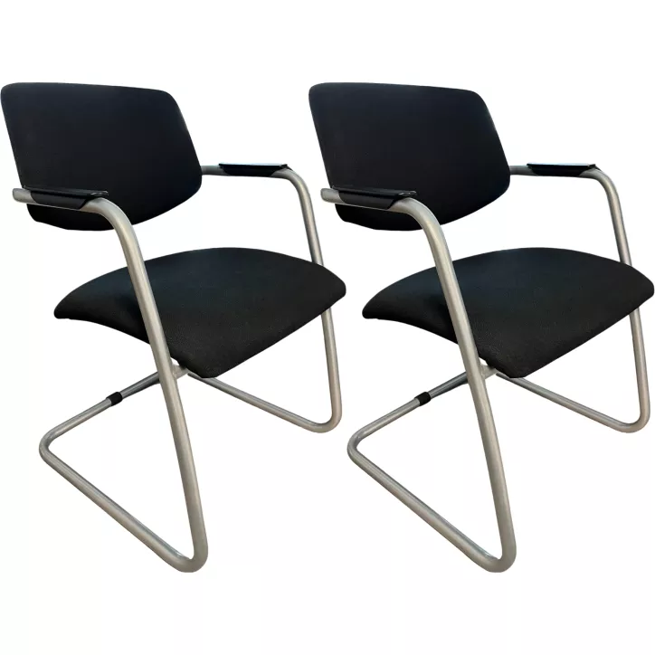 SITLAND│Lot de 2 sièges accueil/visiteurs/conférence│Tissu noir