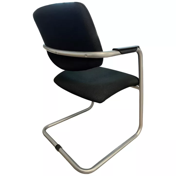 SITLAND│Lot de 2 sièges accueil/visiteurs/conférence│Tissu noir