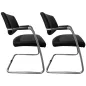 SITLAND│Lot de 2 sièges d'accueil cuir pied luge│Noir/Gris alu
