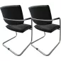 SITLAND│Lot de 2 sièges d'accueil cuir pied luge│Noir/Gris alu