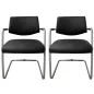 SITLAND│Lot de 2 sièges d'accueil cuir pied luge│Noir/Gris alu