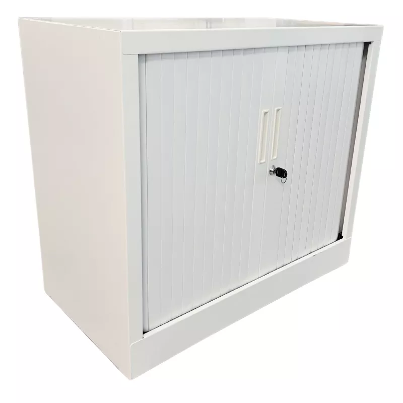 ARIV│AMOIRE basse à rideau L 80 p 43 x H 71 cm│Unicolore Blanc ARIV│AMOIRE basse à rideau L 80 p 43 x H 71 cm│Unicolore Blanc